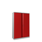 Phoenix SCL Series 2 Door 3 Shelf Steel Storage Cupboard Grey Body Red Doors with Key Lock SCL1491GRK DD